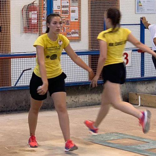 Young ladies playing Bocce